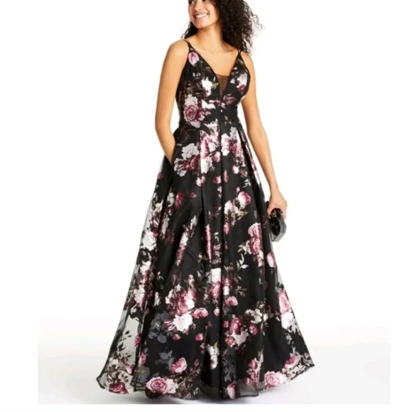Crystal Doll Floral Metalic Evening gown, Ballroom dress.